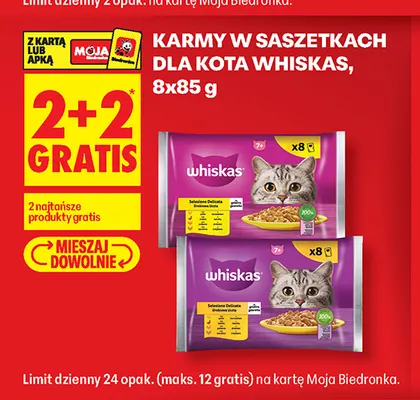 Karmy w saszetkach dla kota Whiskas 8-pak promocja w Biedronka