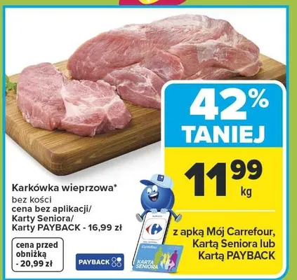 Karkówka wieprzowa bez kości promocja w Carrefour Market