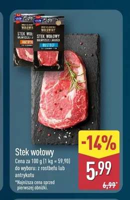 Stek wołowy z rostbefu Łuków promocja w Aldi