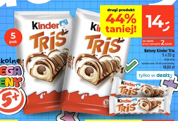 Batony Kinder Tris 5-pak promocja w Dealz
