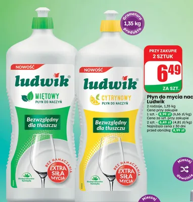 Płyn do mycia naczyń Ludwik cytrynowy promocja w Dino