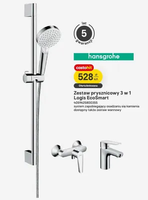 Zestaw prysznicowy 3 w 1 Logis EcoSmart promocja w Castorama
