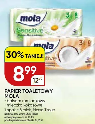 Papier toaletowy Mola balsam rumiankowy/mleczko kokosowe promocja w Chata Polska