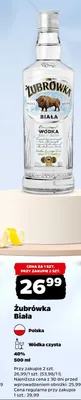 Wódka czysta Żubrówka Biała 40% promocja w Netto