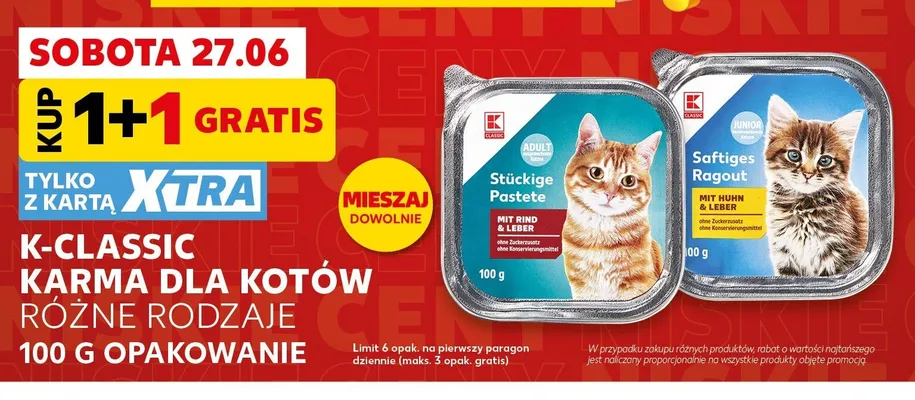 Karma dla kotów K-Classic Junior Saftiges Ragout z kurczakiem i wątróbką promocja w Kaufland