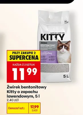 Żwirek bentonitowy Kitty o zapachu lawendowym promocja w Biedronka