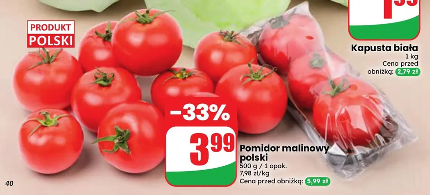 Pomidory malinowe polskie promocja w Dino