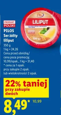 Ser żółty liliput Pilos promocja w Lidl