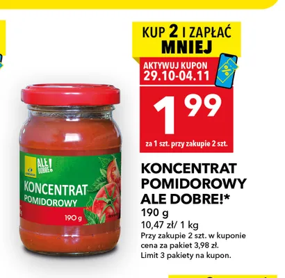 Koncentrat pomidorowy Ale Dobre! promocja w LEWIATAN