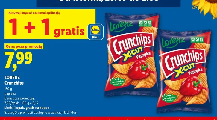 Chipsy Crunchips X-Cut papryka Lorenz promocja w Lidl
