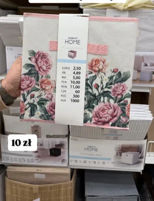 Pudełko materiałowe z kwiatowym wzorem Pepco Home Foldable Box 30x30x30cm promocja w Pepco
