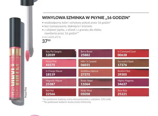 Winylowa szminka w płynie 16 godzin Avon promocja w AVON