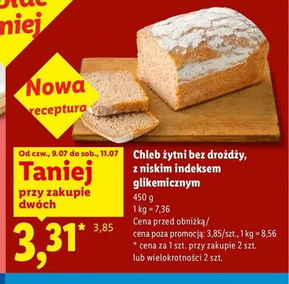 Chleb żytni bez drożdży z niskim indeksem glikemicznym promocja w Lidl
