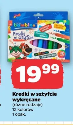 Kredki w sztyfcie wykręcane Bambino promocja w Netto