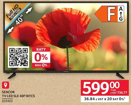 Telewizor LED SLE 40F18TCS Sencor promocja w Selgros