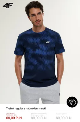 T-shirt regular z nadrukiem męski 4F promocja w 4F