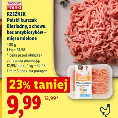Polski kurczak Biesiadny z chowu bez antybiotyków mięso mielone Rzeźnik promocja w Lidl