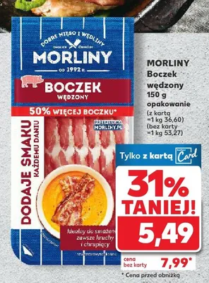 Boczek wędzony 50% więcej boczku promocja w Kaufland
