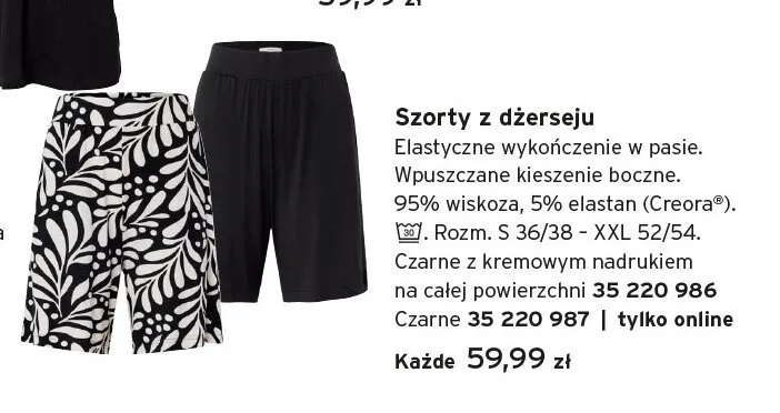 Szorty z dżerseju Tchibo czarne z kremowym nadrukiem promocja w Tchibo