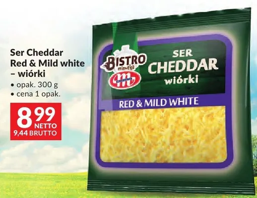 Ser Cheddar Red & Mild white wiórki Bistro Mlekovita promocja w Makro