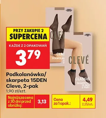 Podkolanówki 15DEN 2-pak Cleve promocja w Biedronka