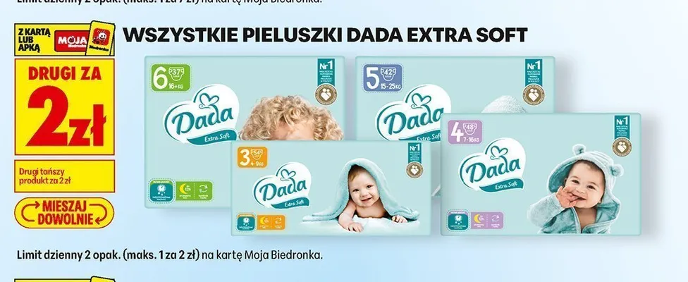 Pieluszki Dada Extra Soft promocja w Biedronka