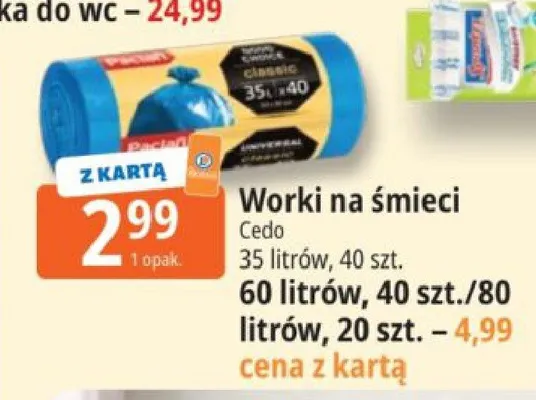 Worki na śmieci Cedo 60 litrów 40szt. promocja w Leclerc
