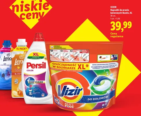 Kapsułki do prania kolorowych tkanin Vizir XL promocja w Lidl