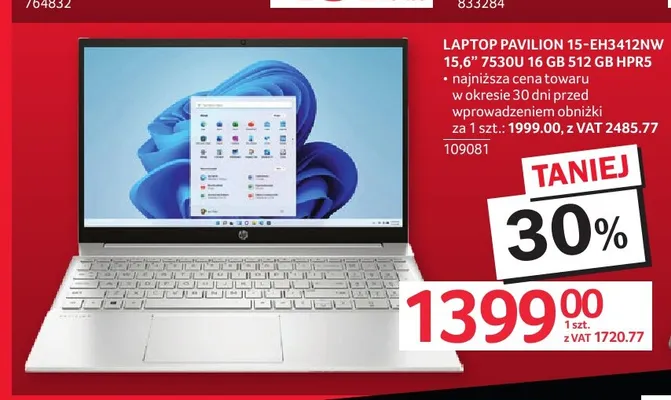 Laptop Pavilion 15-EH3412NW Hp promocja w Selgros