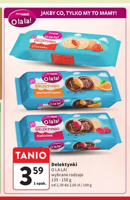 Ciastka Delektynki Niebiańskie malinowe O la la! promocja w Intermarche
