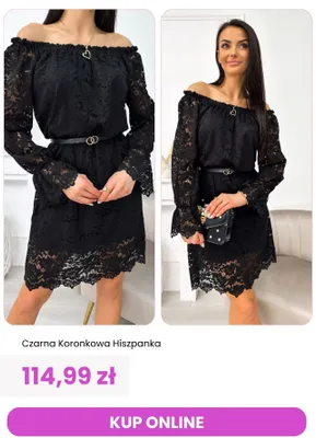 Sukienka czarna koronkowa hiszpanka ModnaKiecka.pl promocja w Modna Kiecka