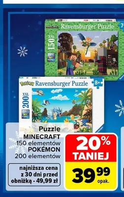 Puzzle Minecraft 150 elementów Ravensburger promocja w Carrefour