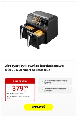 Frytkownica beztłuszczowa Götze & Jensen AF720K Dual promocja w Media Expert