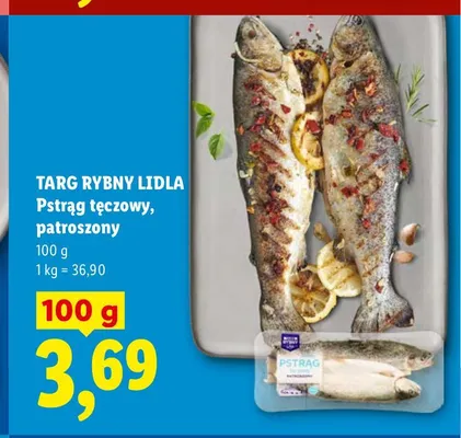 Pstrąg tęczowy patroszony Targ Rybny Lidla promocja w Lidl