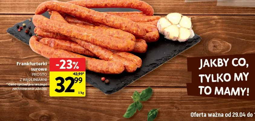 Frankfurterki surowe Prosto z Wędliniarni promocja w Intermarche
