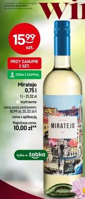 Wino Miratejo wytrawne promocja w Żabka