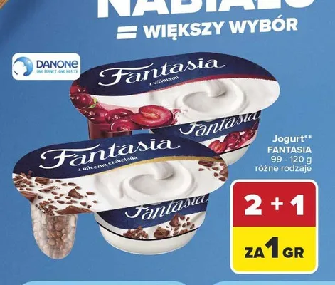 Jogurt Danone Fantasia z mleczną czekoladą promocja w Carrefour