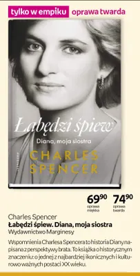 Książka Łabędzi śpiew. Diana, moja siostra Charles Spencer oprawa twarda promocja w Empik