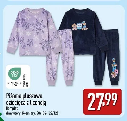 Piżama pluszowa dziecięca z licencją promocja w Aldi