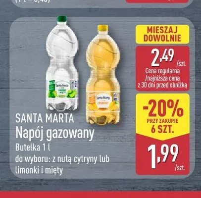 Napój gazowany Santa Marta z nutą limonki i miety promocja w Aldi
