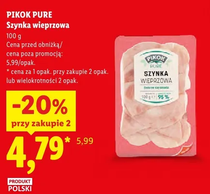 Szynka wieprzowa Pikok Pure promocja w Lidl