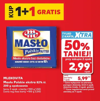 Masło polskie ekstra Mlekovita 82% promocja w Kaufland