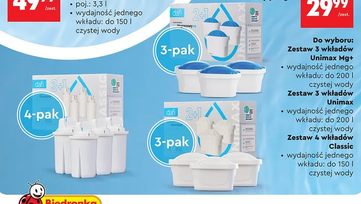 Wkłady do dzbanka filtrującego Dafi Unimax 3-pak promocja w Biedronka