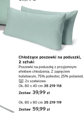 Chłodzące poszewki na poduszki 2 sztuki 80x40 cm promocja w Tchibo