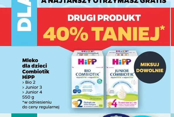 Mleko dla dzieci Combiotik Bio 2 HiPP promocja w Netto