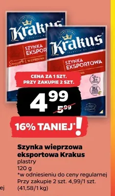 Szynka wieprzowa eksportowa plastry promocja w Netto