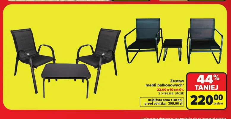 Zestaw mebli balkonowych promocja w Carrefour