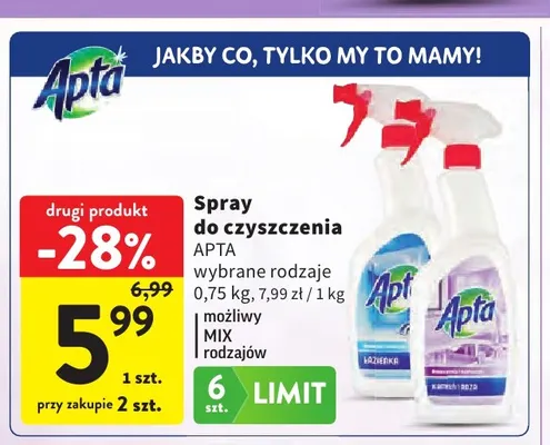Spray do czyszczenia Apta promocja w Intermarche