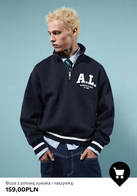 Bluza z połową suwaka i naszywką Bershka promocja w Bershka