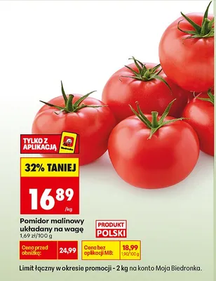 Pomidor malinowy układany na wagę promocja w Biedronka